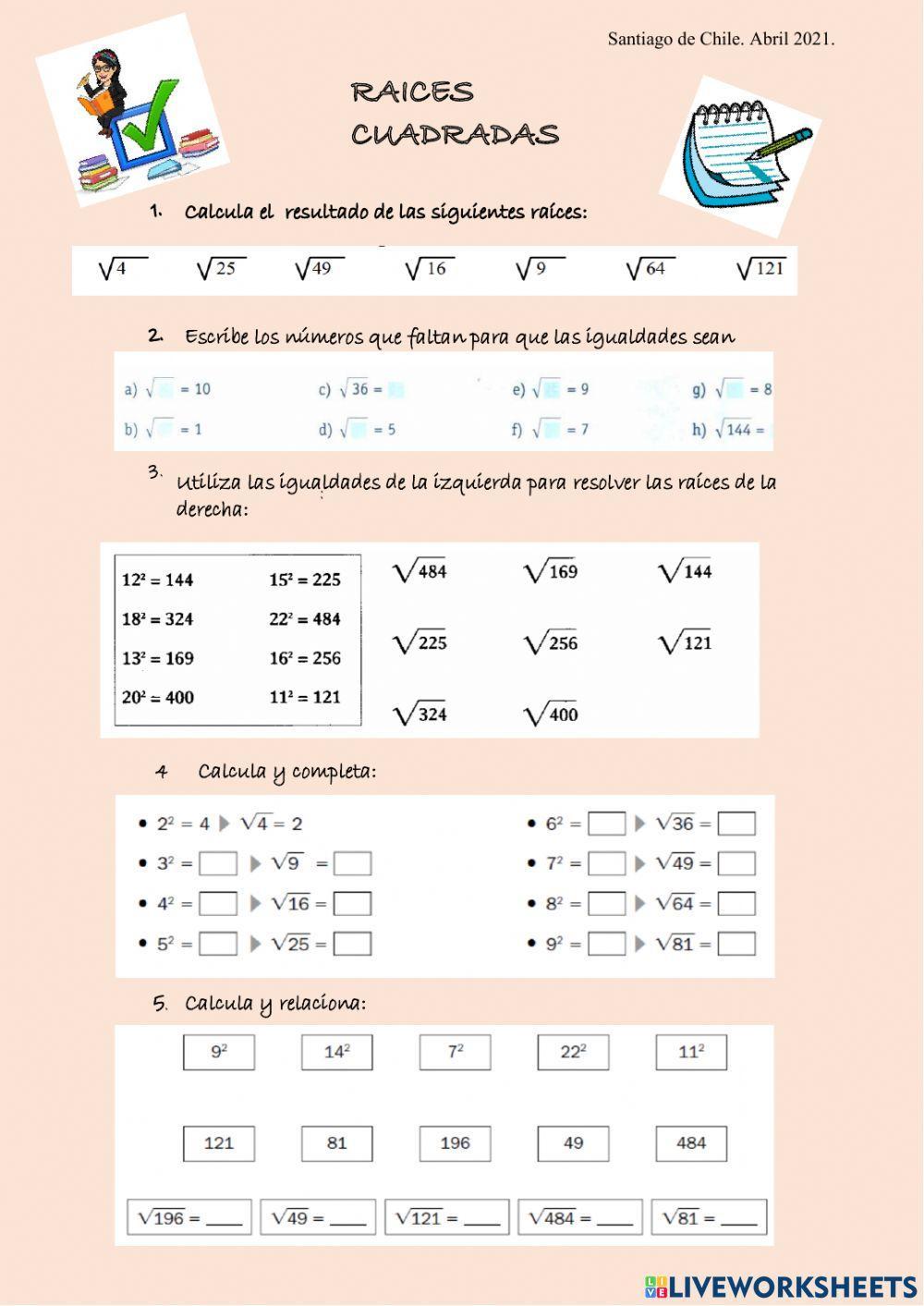 Raices cuadradas perfectas
