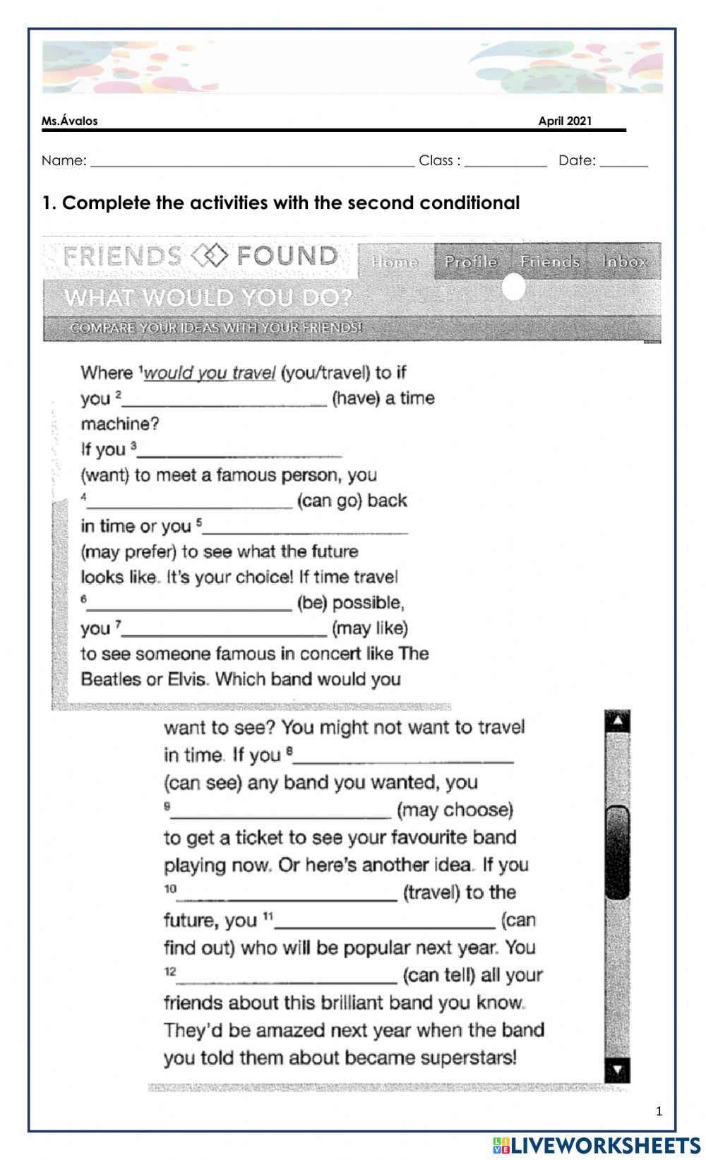 4to medio. Second conditional