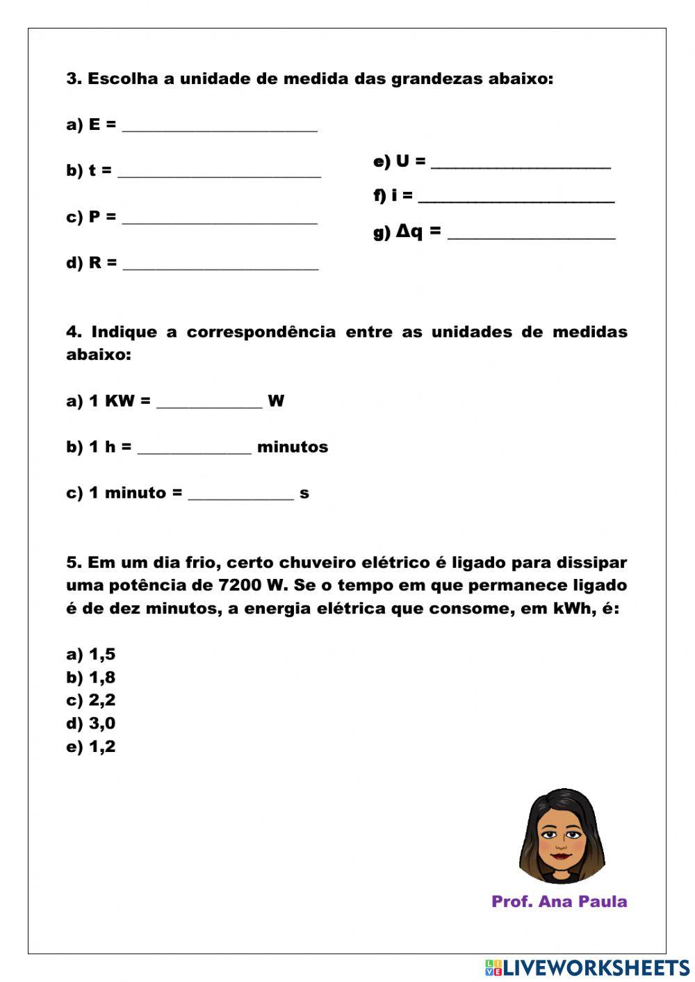 Energia Elétrica: Fórmulas e Unidades de Medida