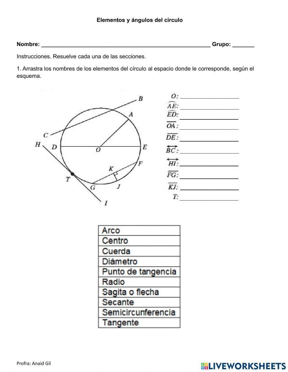 Angulos y elementos del círculo