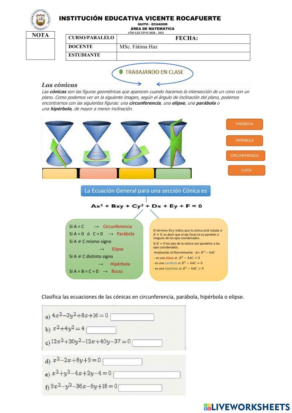 Secciones cónicas 2do