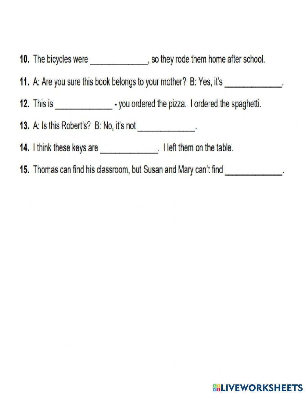 Possessive nouns - Pronouns