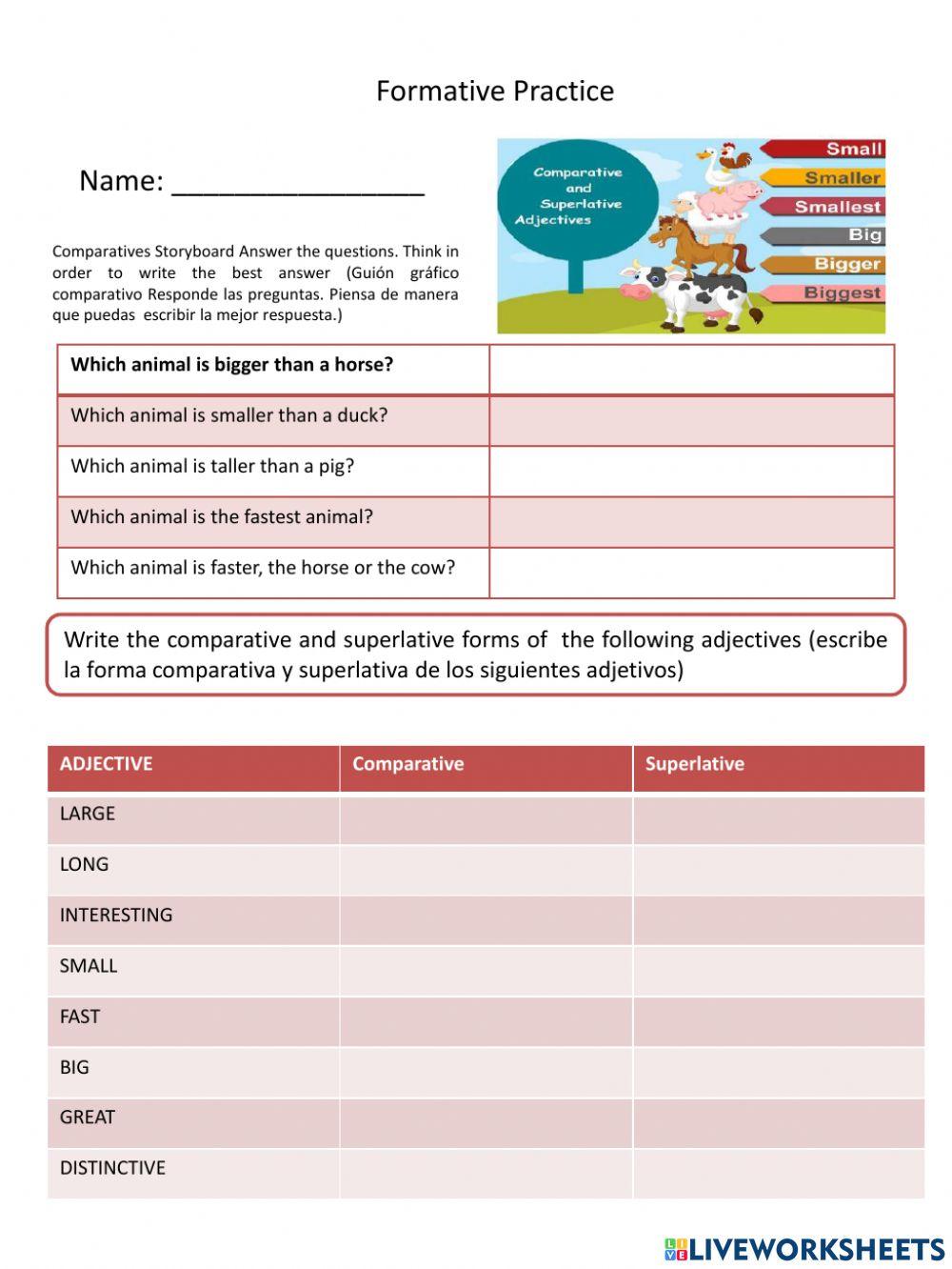 comparative and superlative adjective 