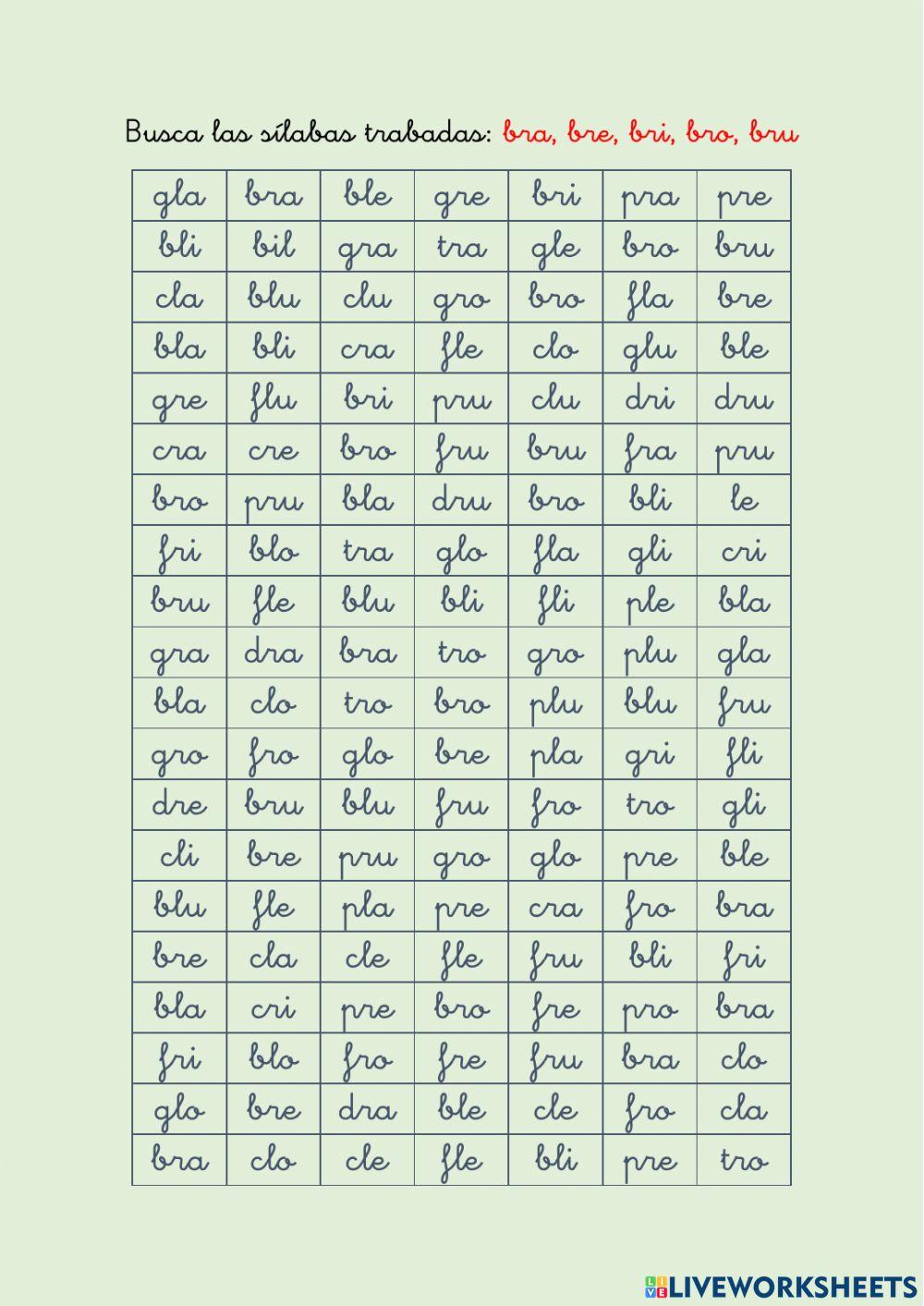 Grupos consonánticos BR