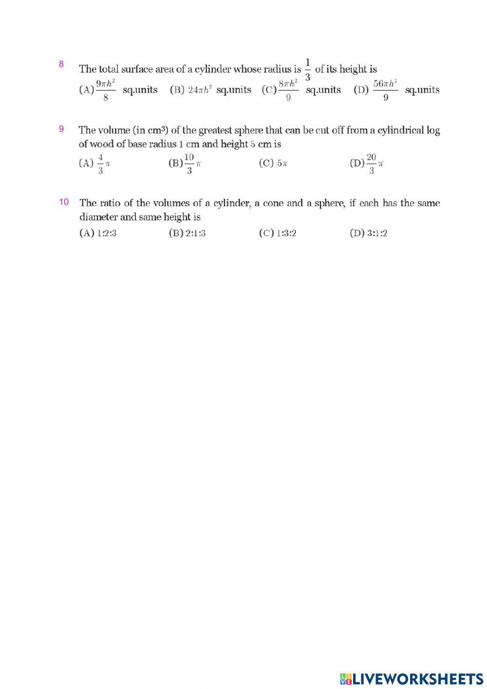 Class 10 Maths English Medium Lesson7 Test1