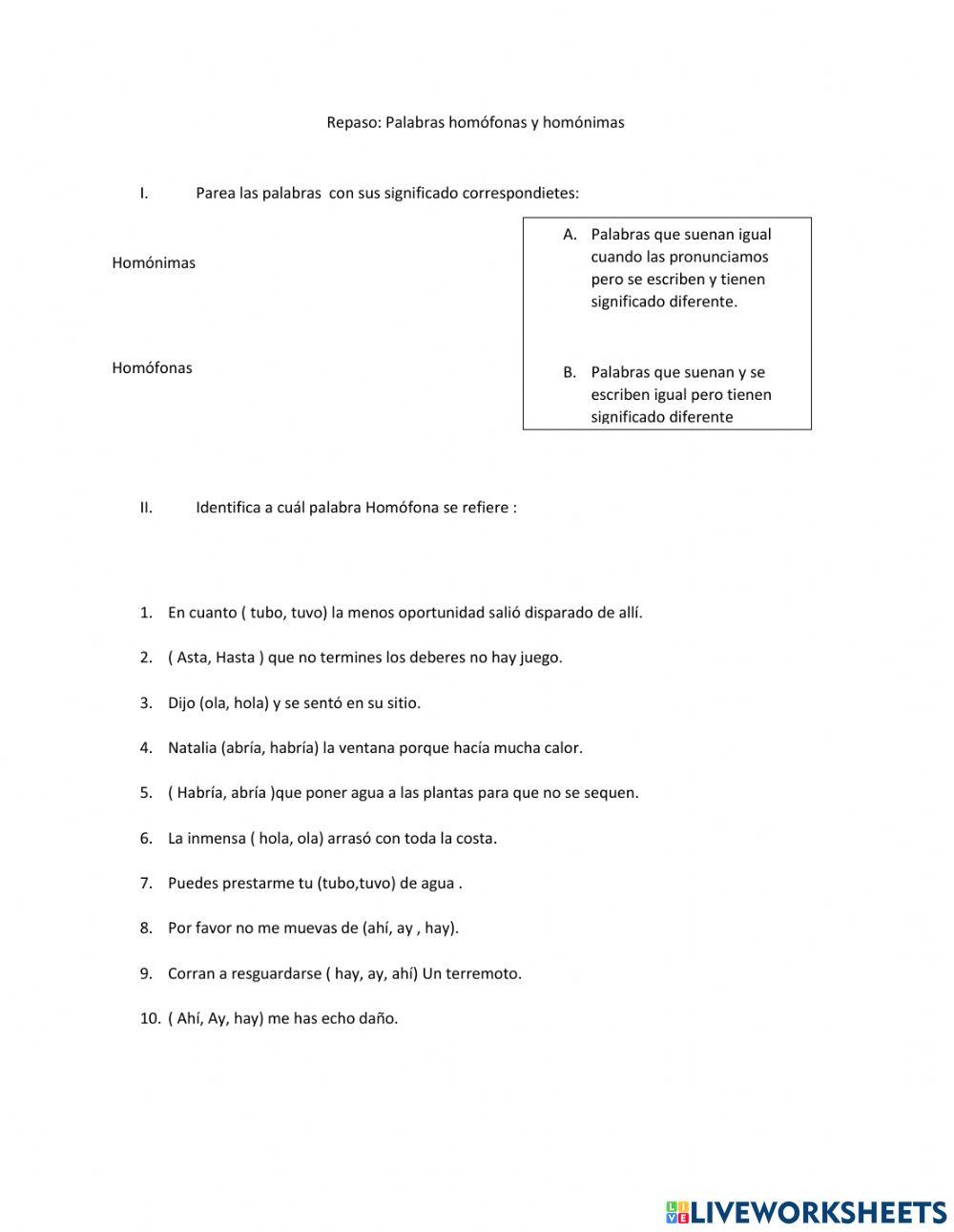 Palabras polisémicas y homófonas