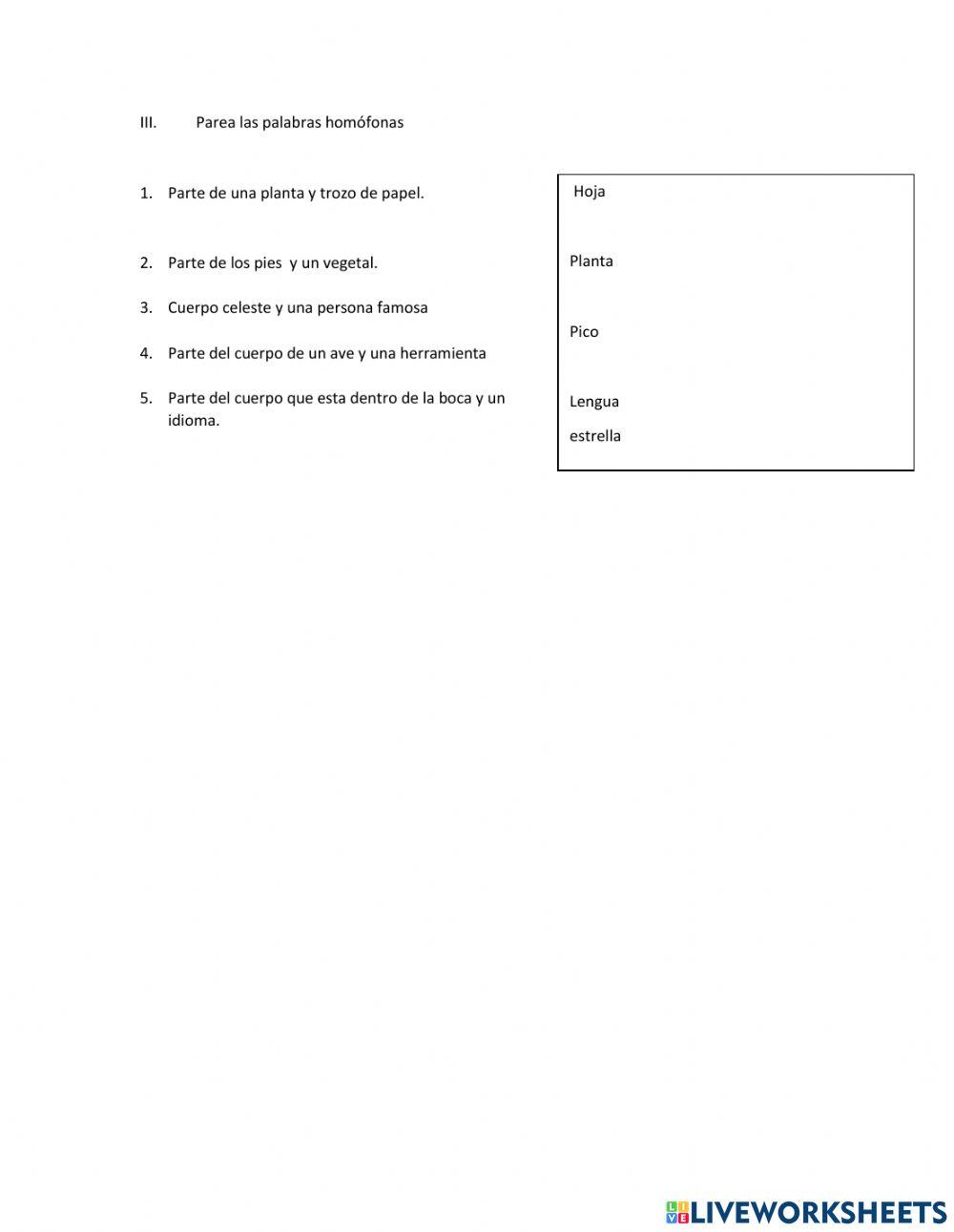 Palabras polisémicas y homófonas