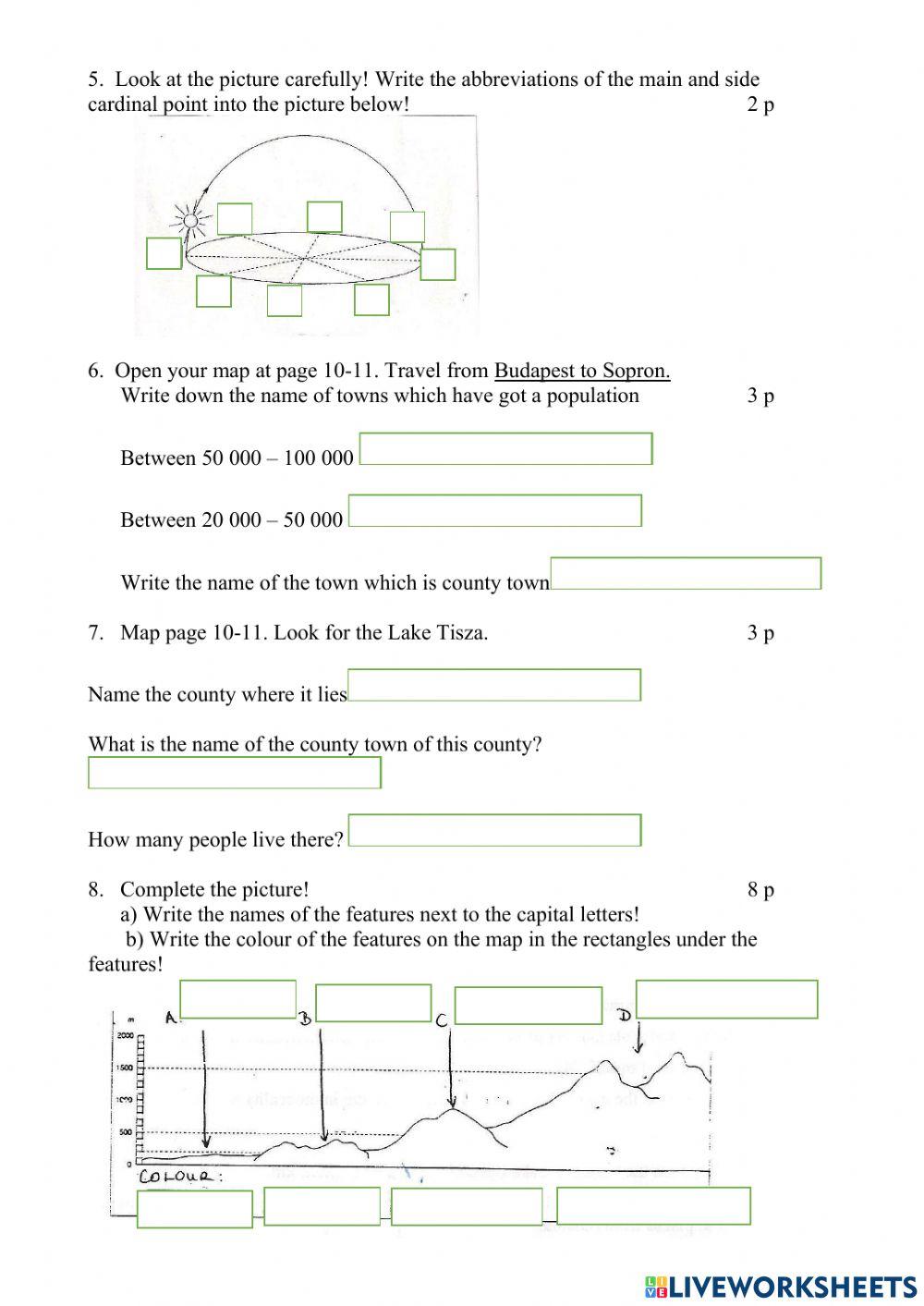 Test.Grade 5.-Map reading