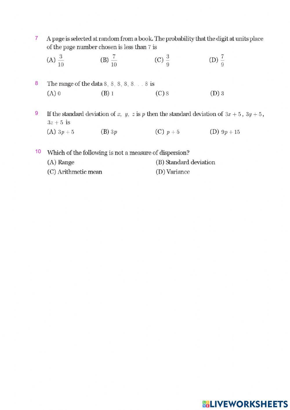 Class 10 Maths English Medium Lesson8 Test 2