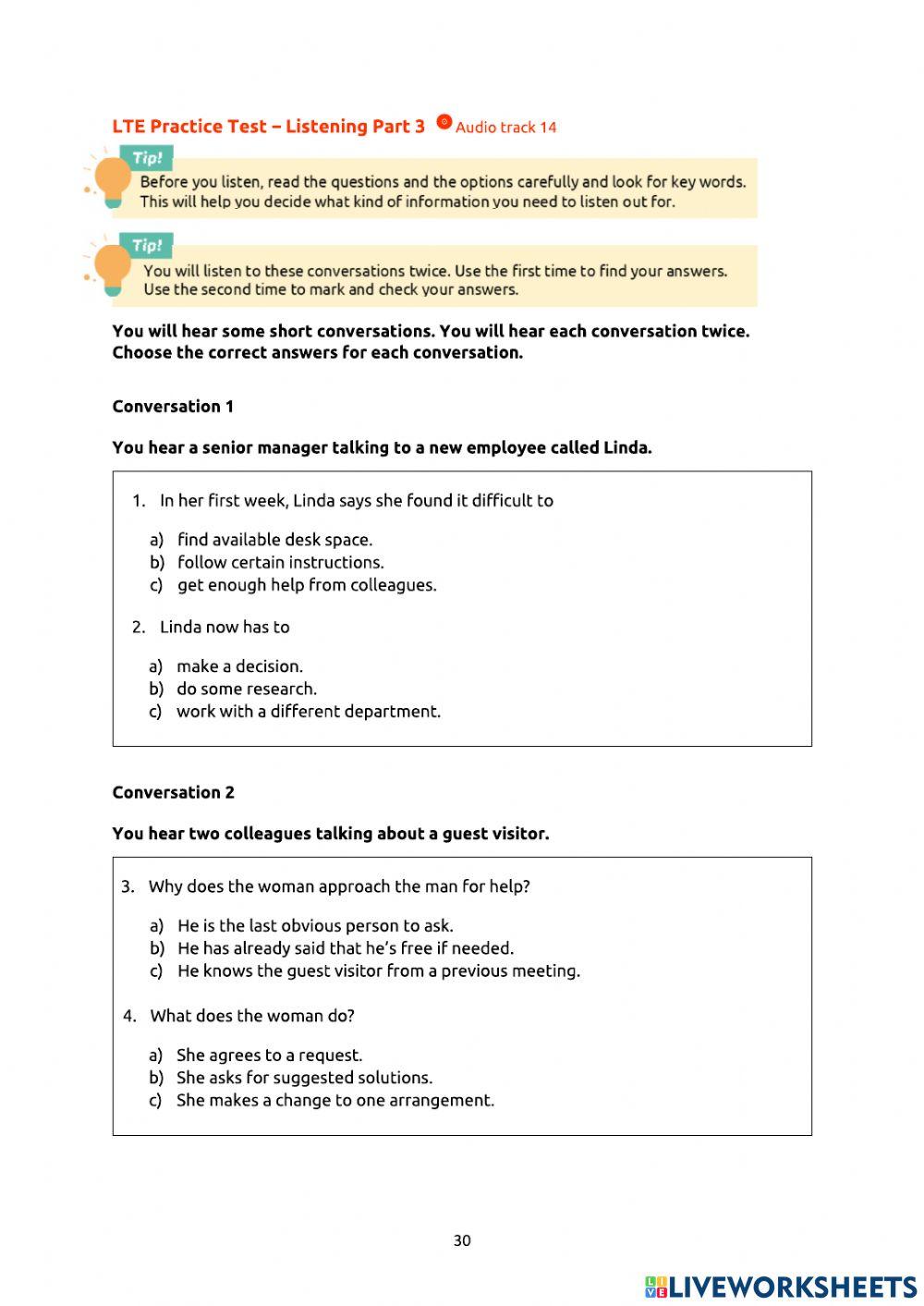 LTE entrainement Listening