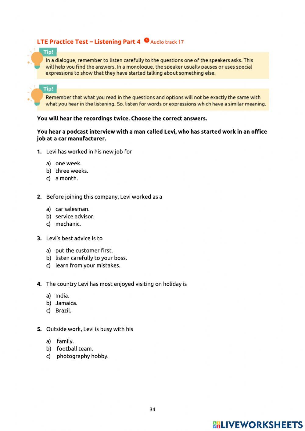 LTE entrainement Listening