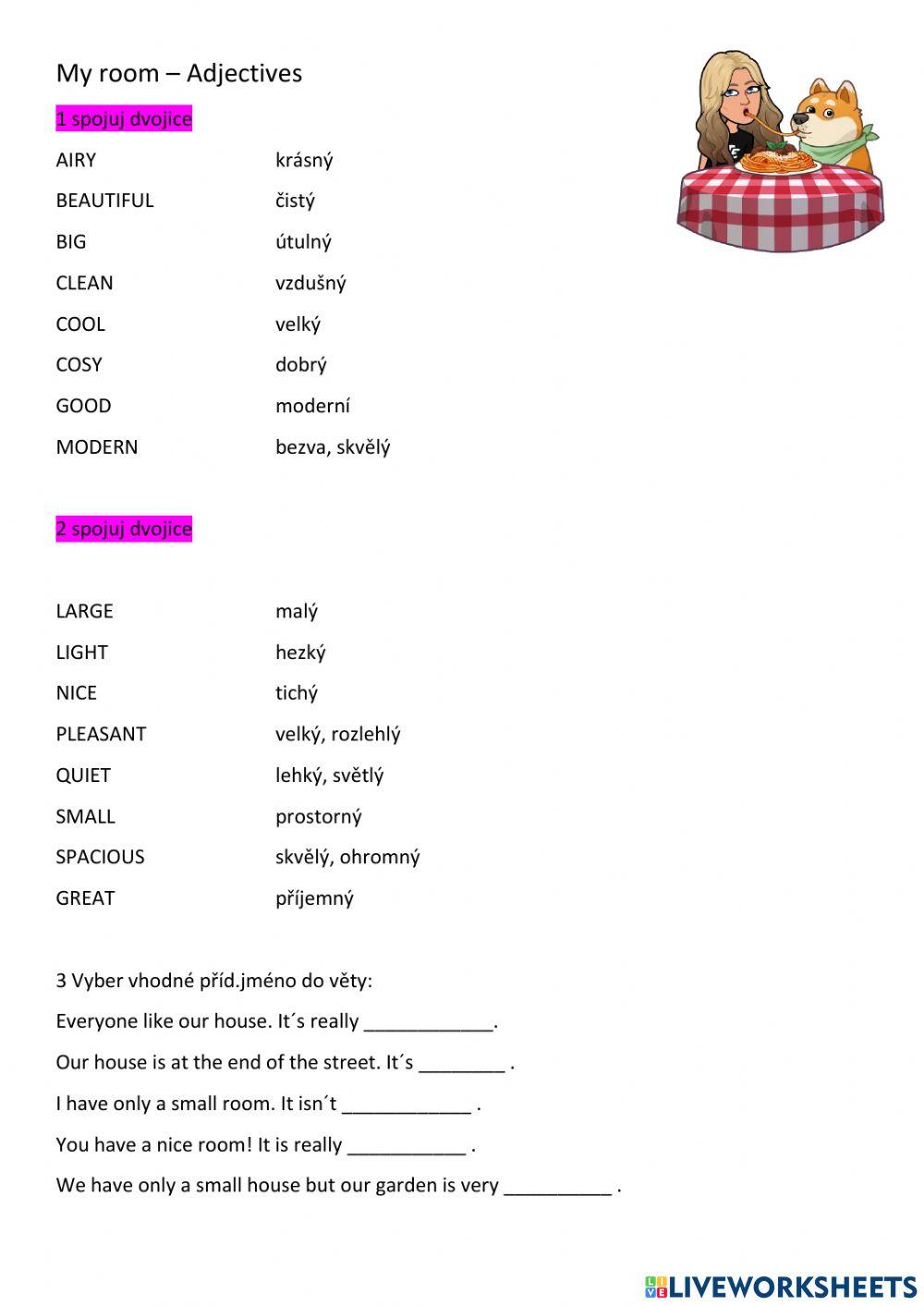 My room - adjectives