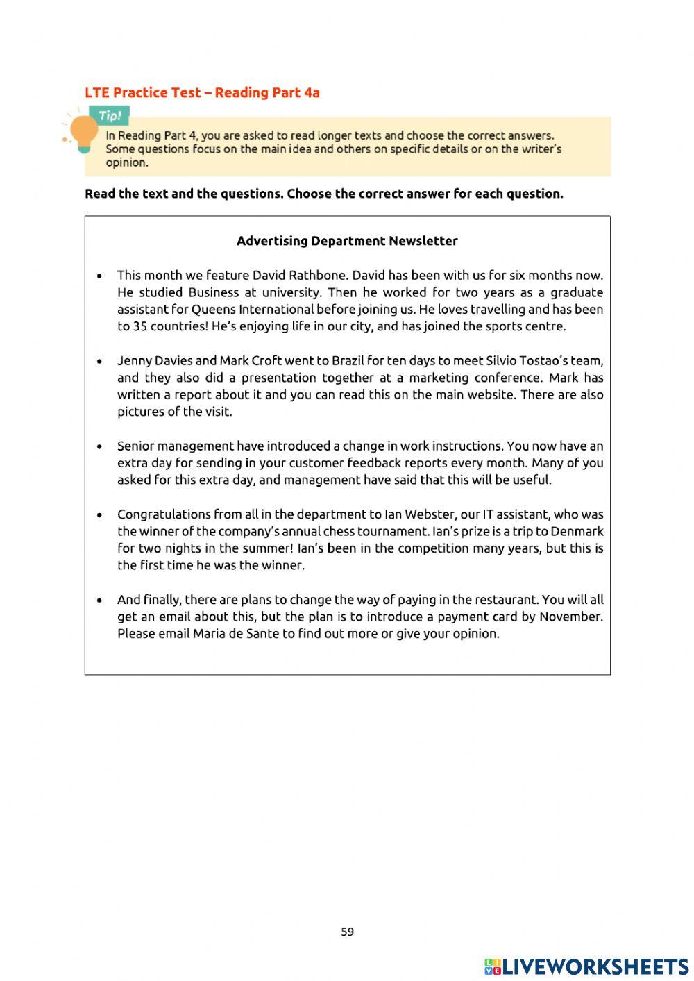 LTE entrainement Reading 3-4