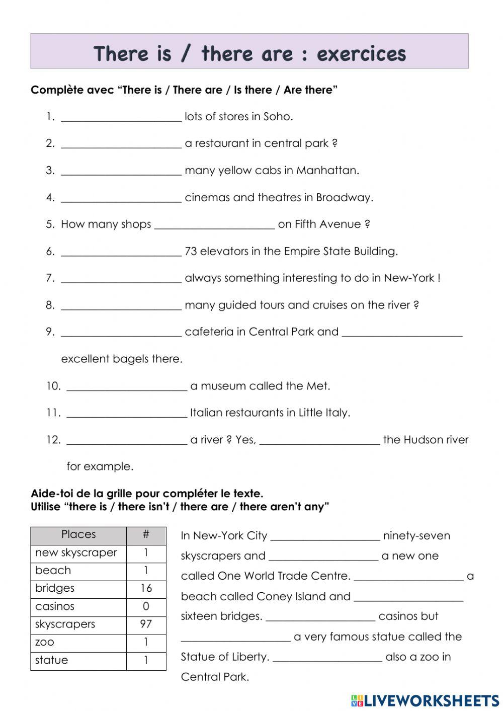 There is - there are - exercices