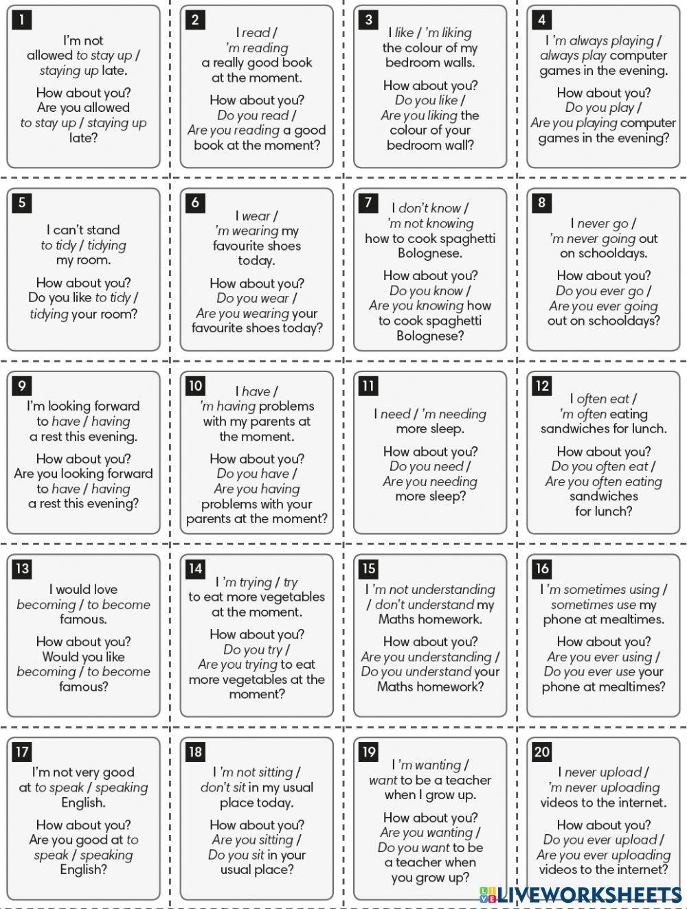 Present Simple Present Continuous   ing to