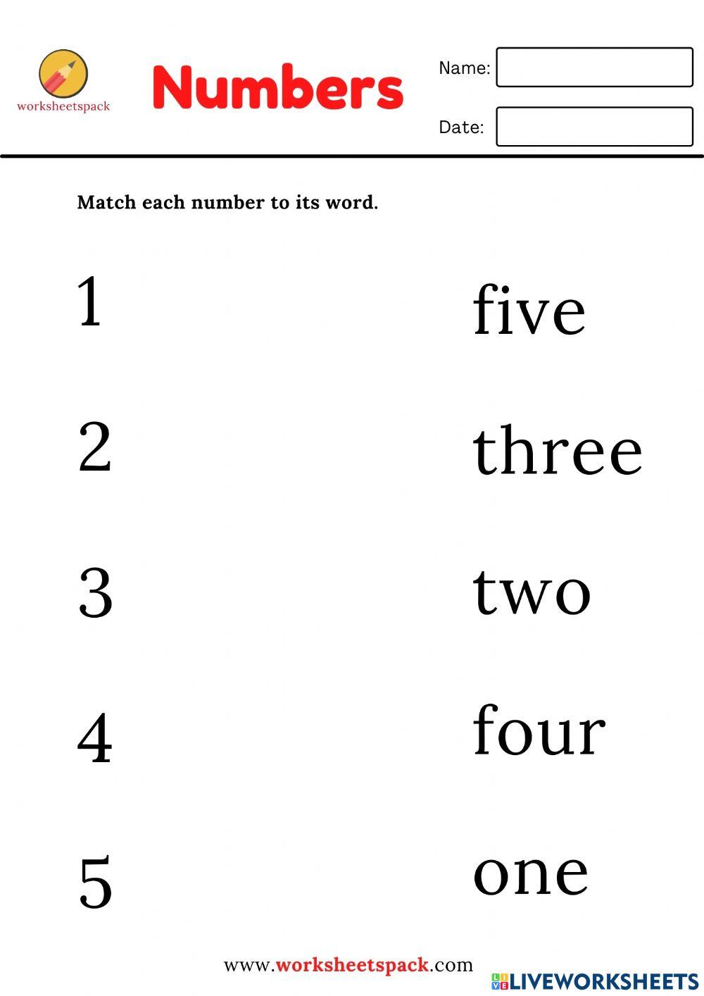 Match the numbers (1 to 5)