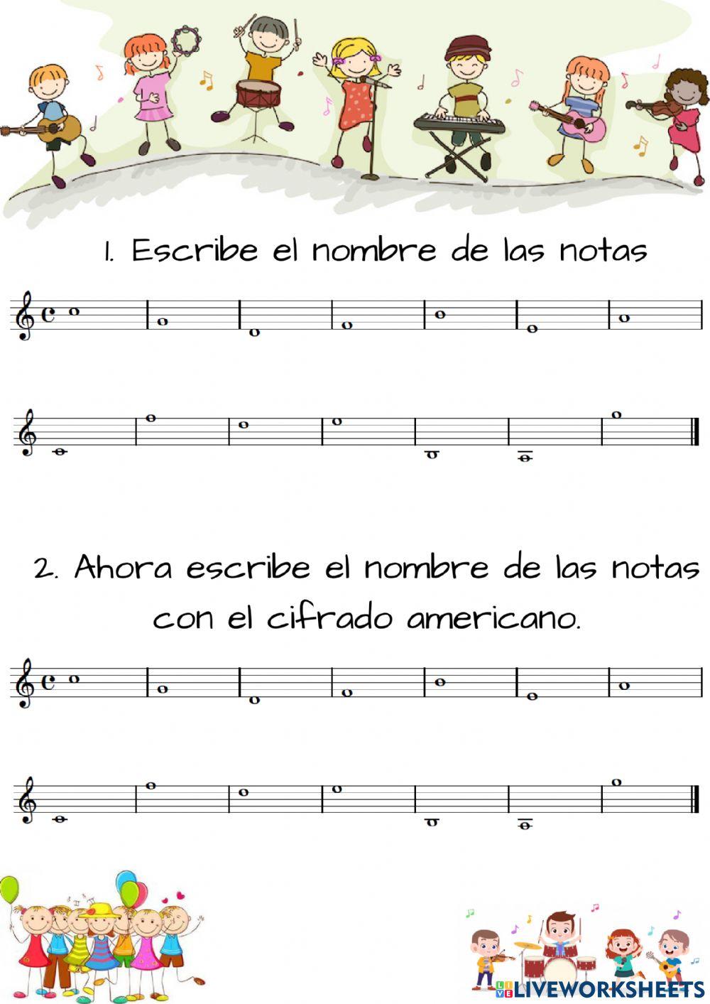 Las notas musicales en cifrado inglés