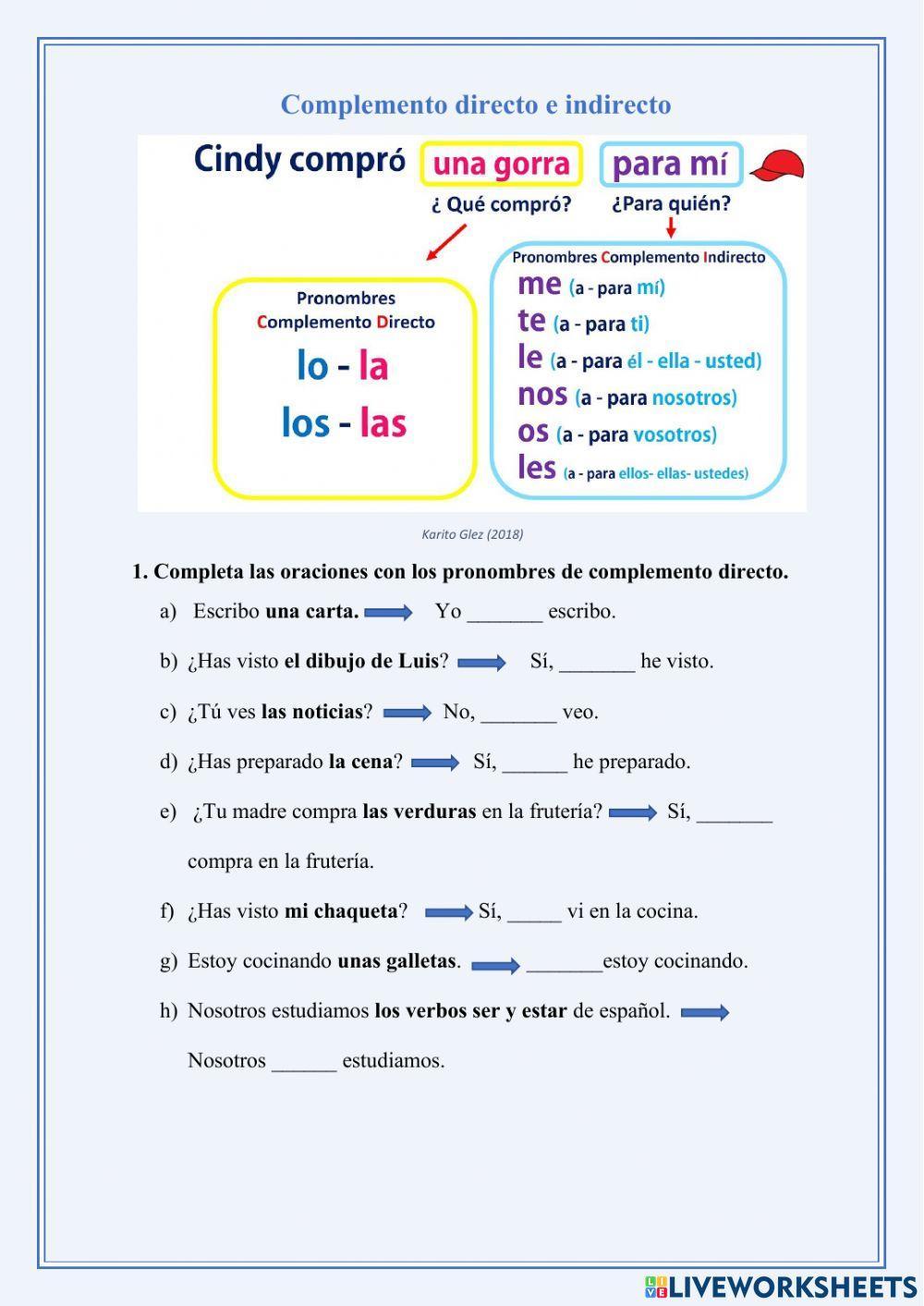 El objeto directo e indirecto El objeto directo e indirecto