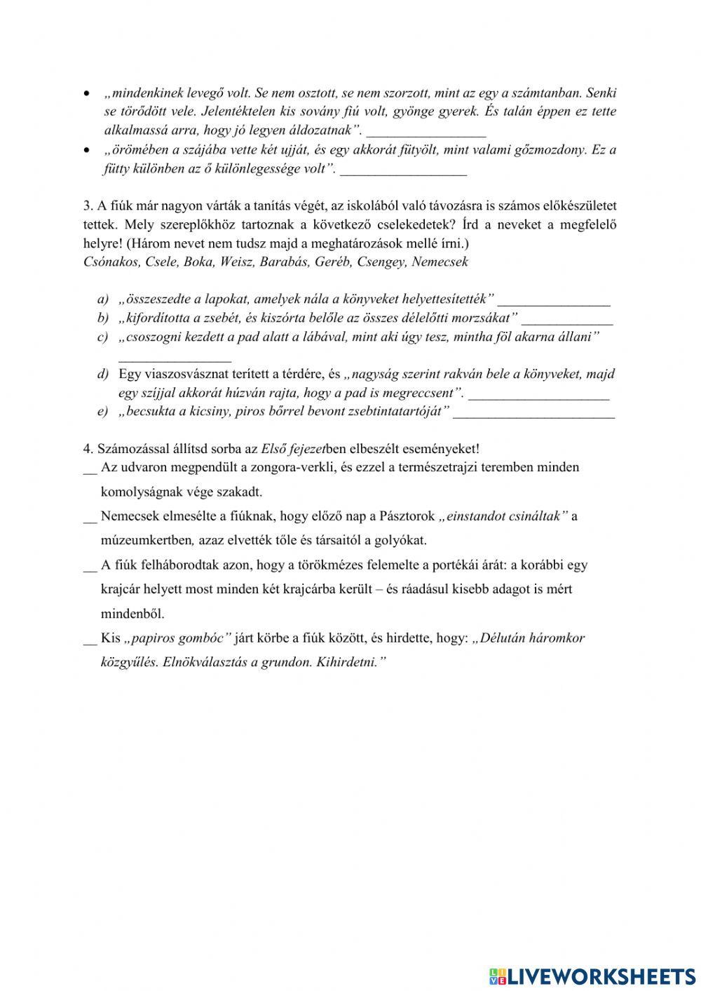 A Pál utcai fiúk (első fejezet)