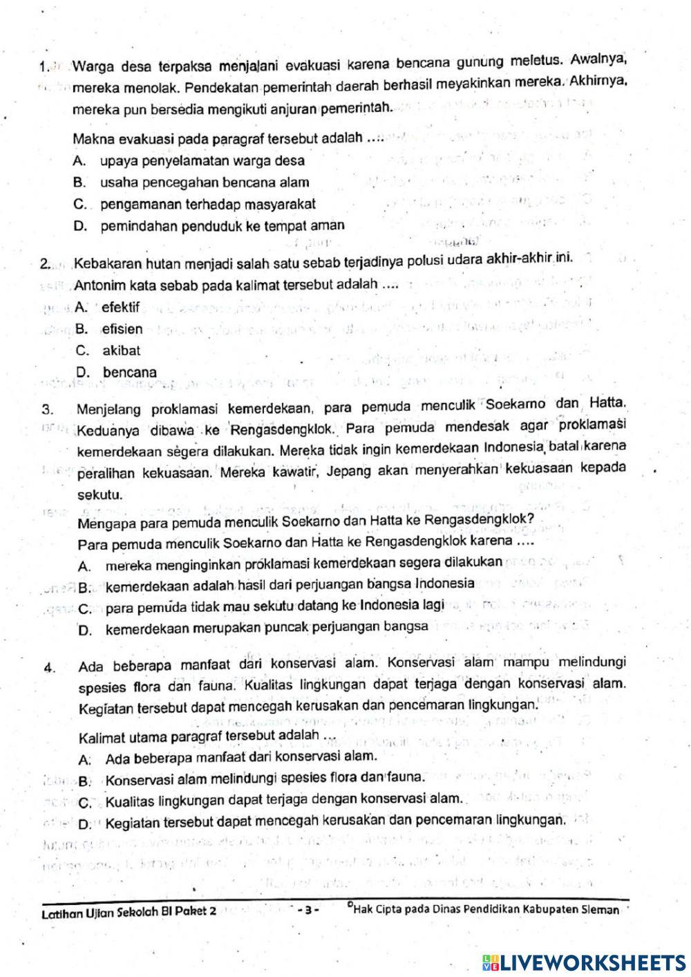 Latihan ujian sekolah