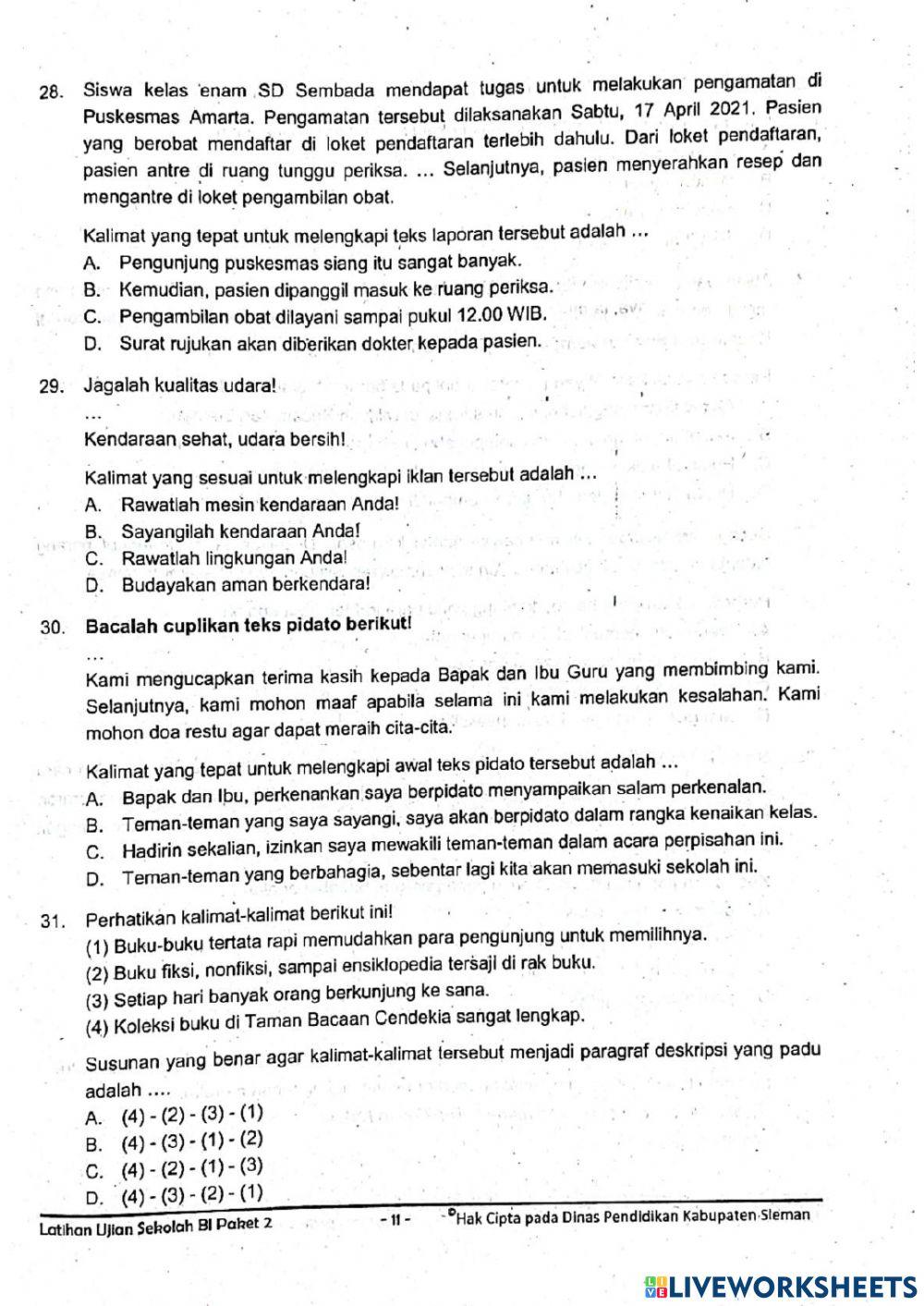 Latihan ujian sekolah