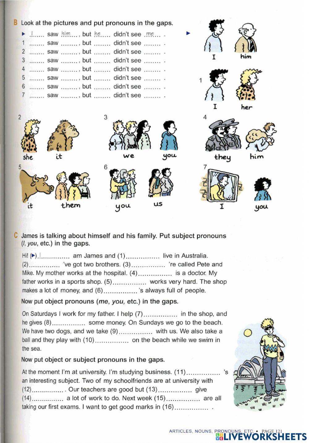 Subject and object pronouns