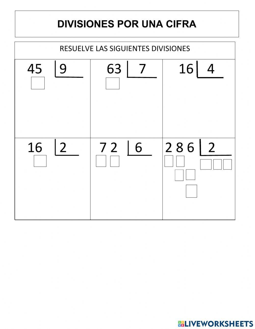 Divisiones por una cifra