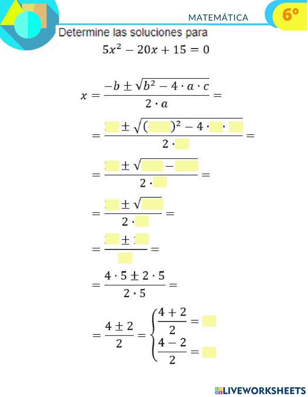 ecuaciones cuadráticas
