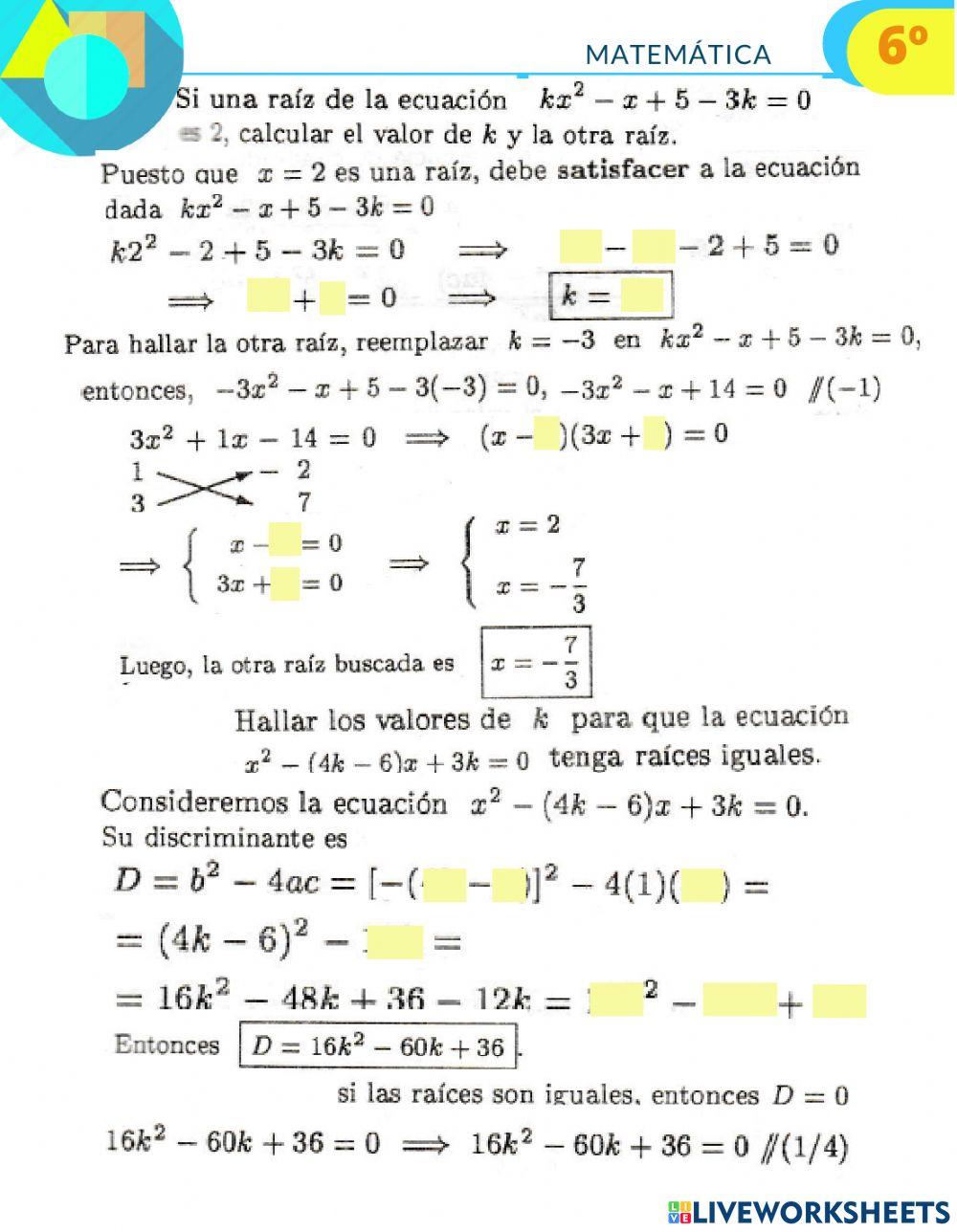 ecuaciones cuadráticas