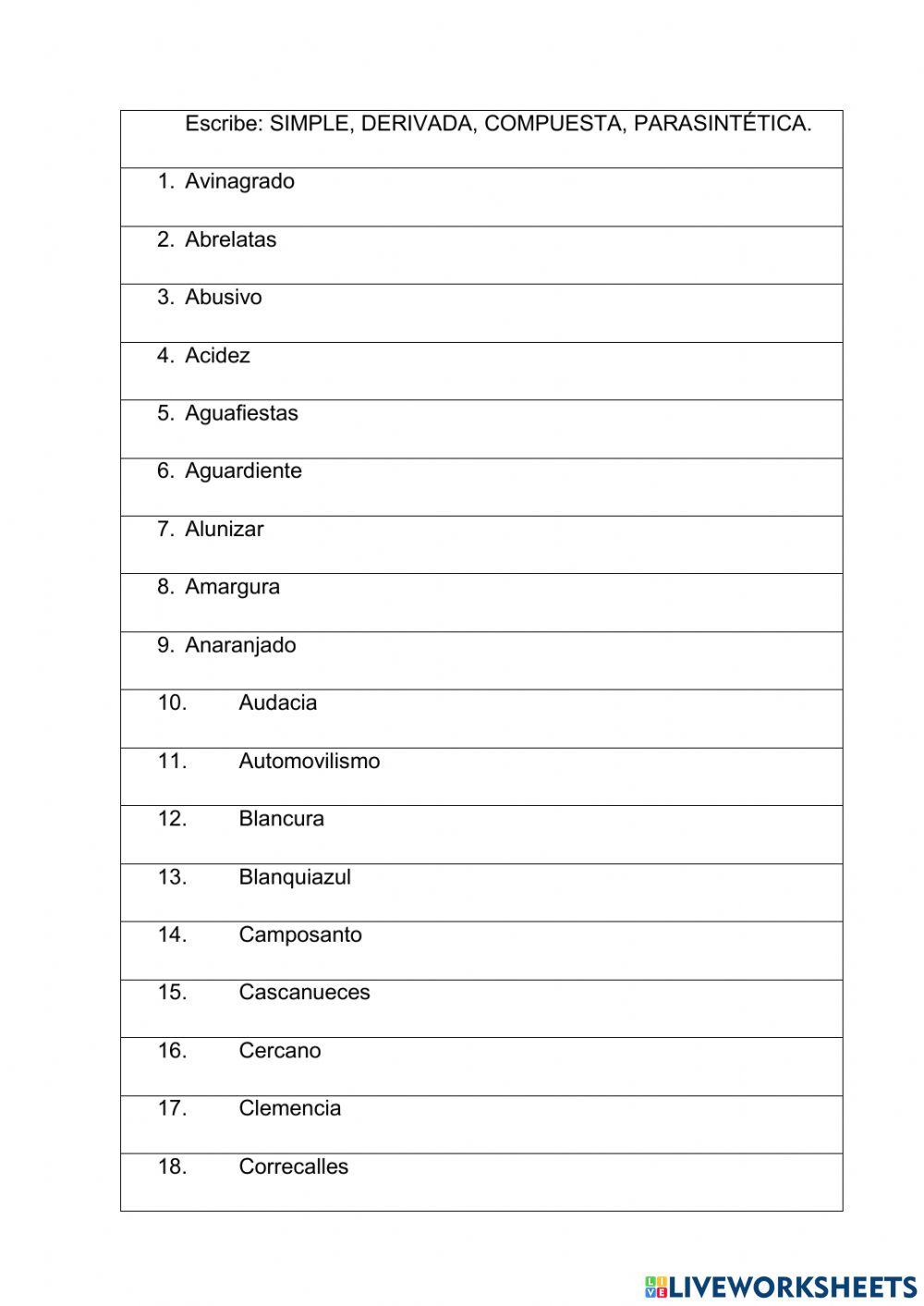 Formación de palabras