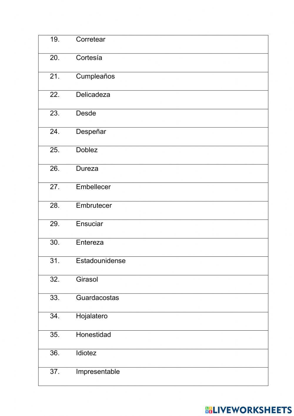 Formación de palabras