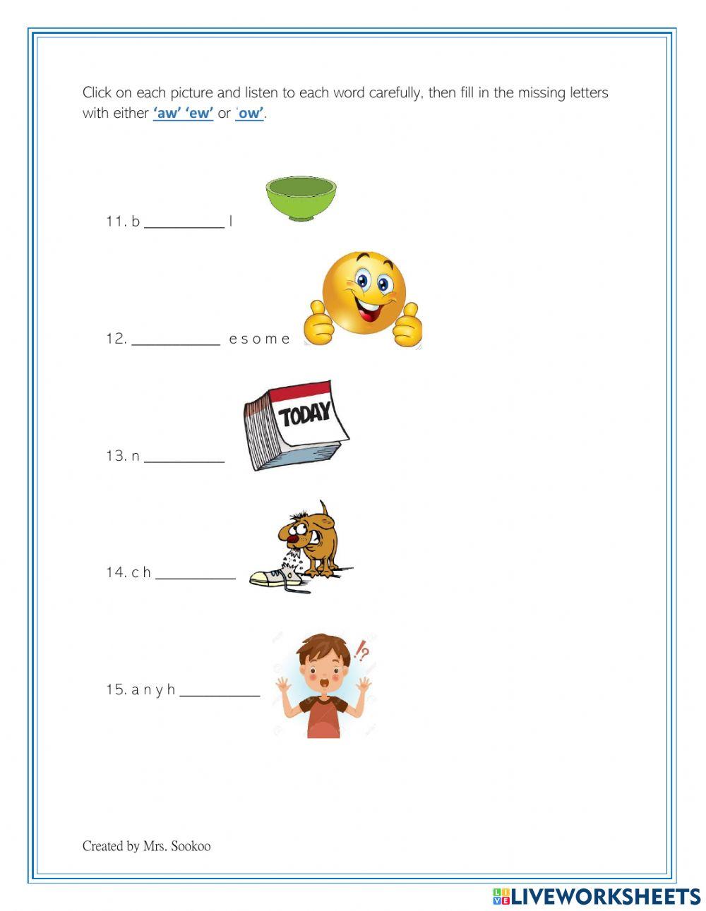 Spelling Test 30th April