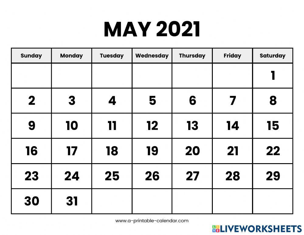 May 2021 Calendar and Questions