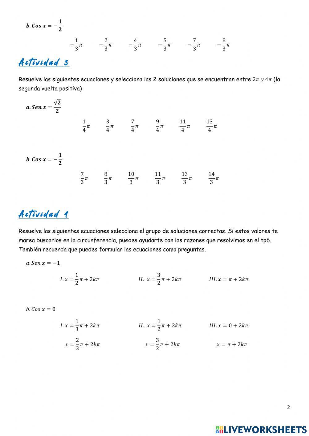 Ecuaciones trigonométtricas