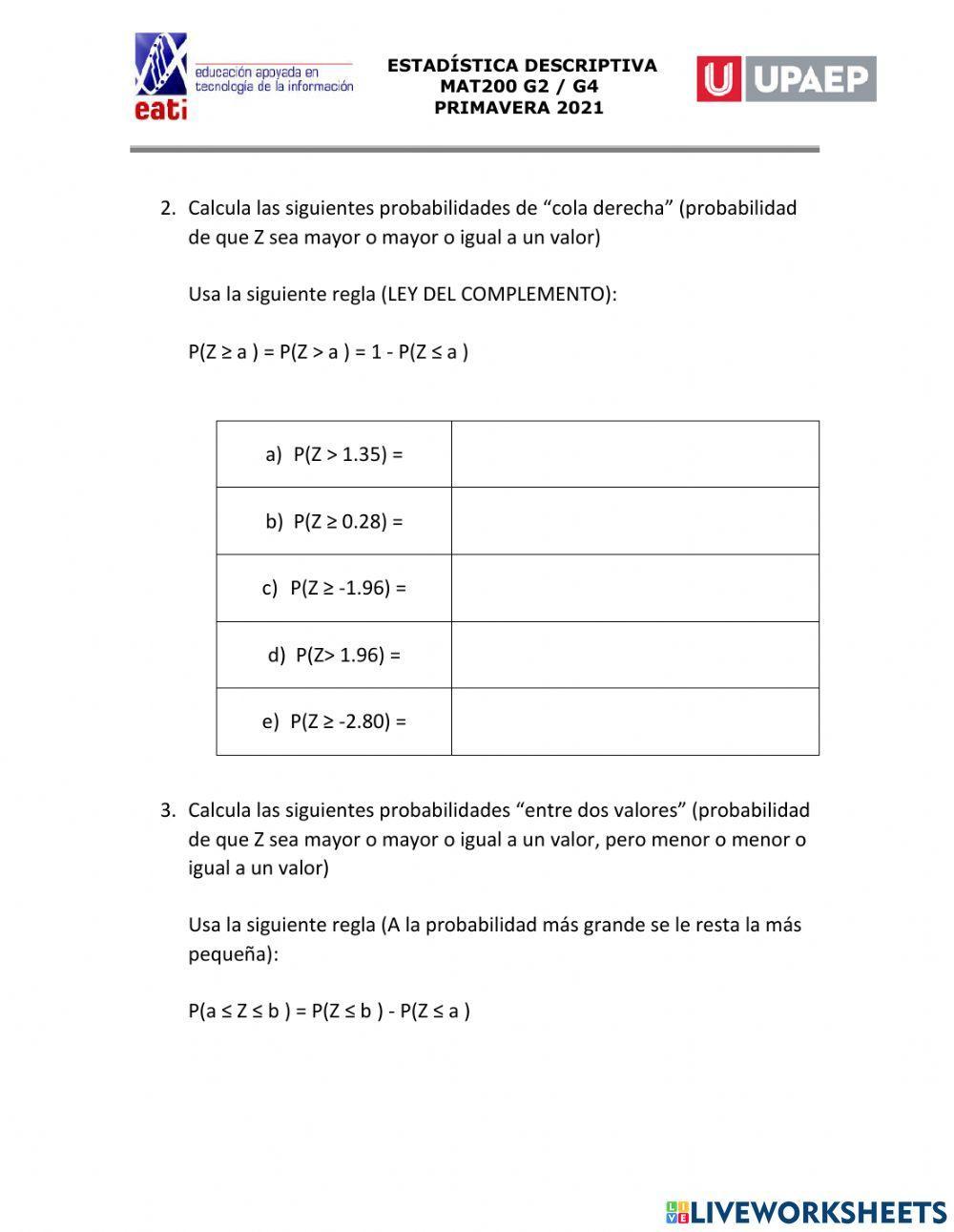 Uso de las tabla de distribución normal estándar