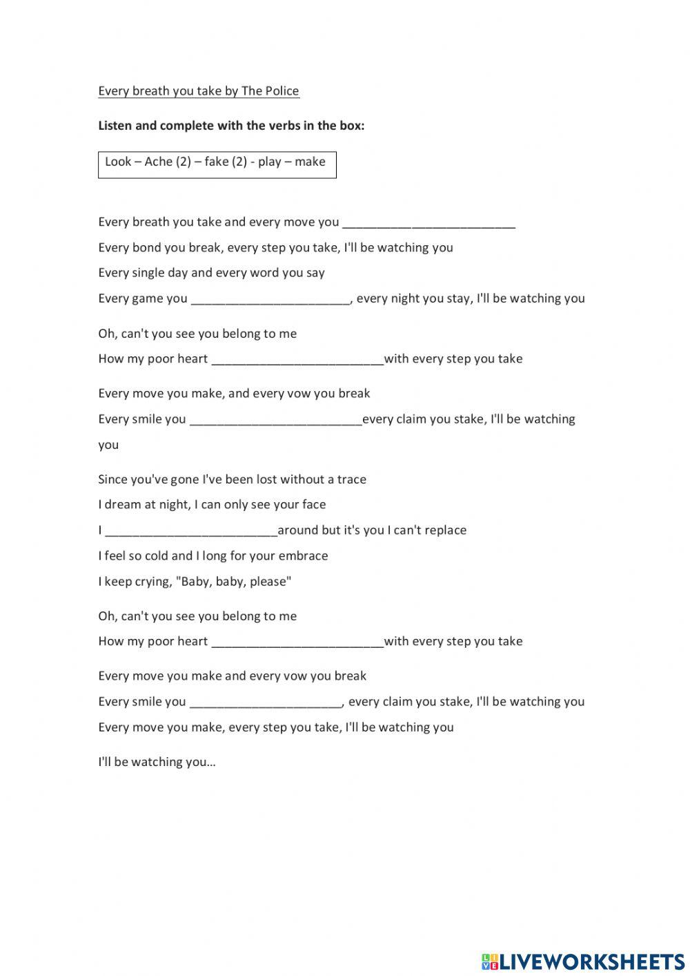 Song - Everybreath you take