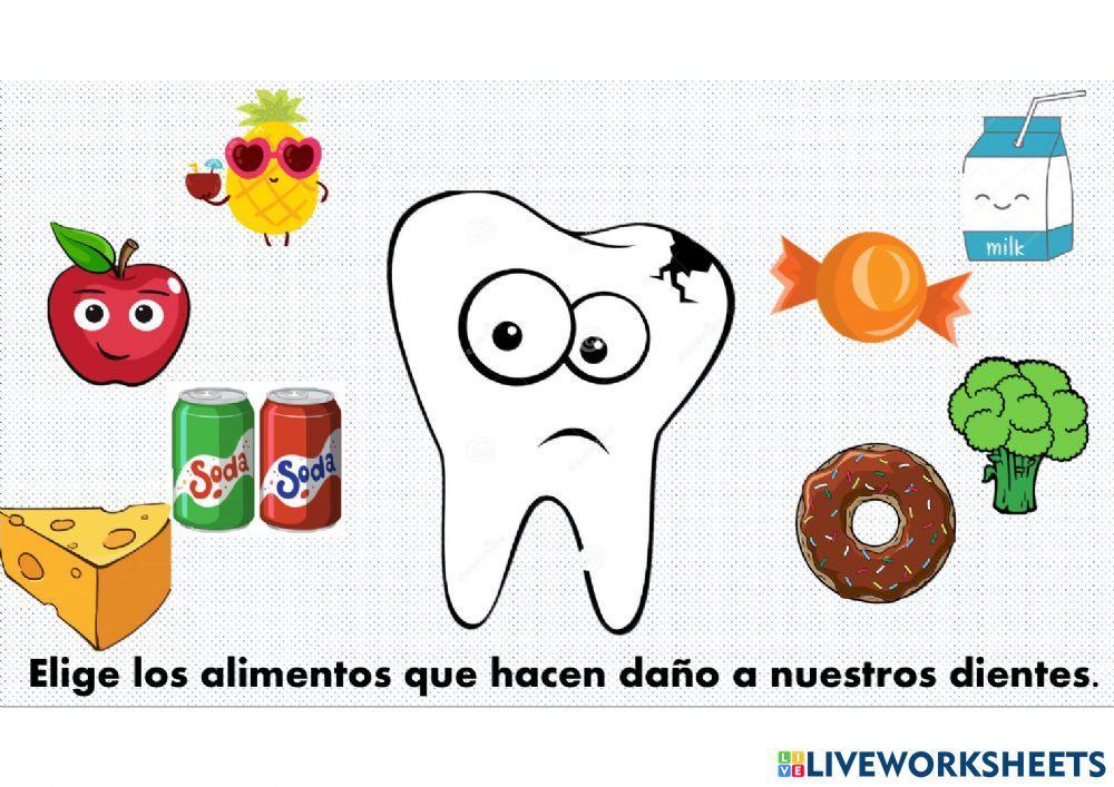 Alimentos saludables para los dientes.