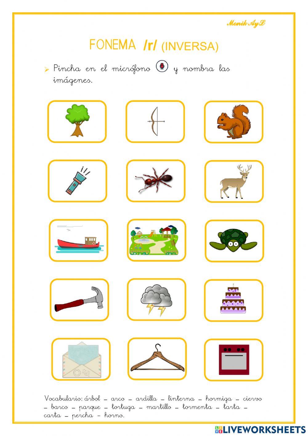 Articulación fonema  r (inversa)