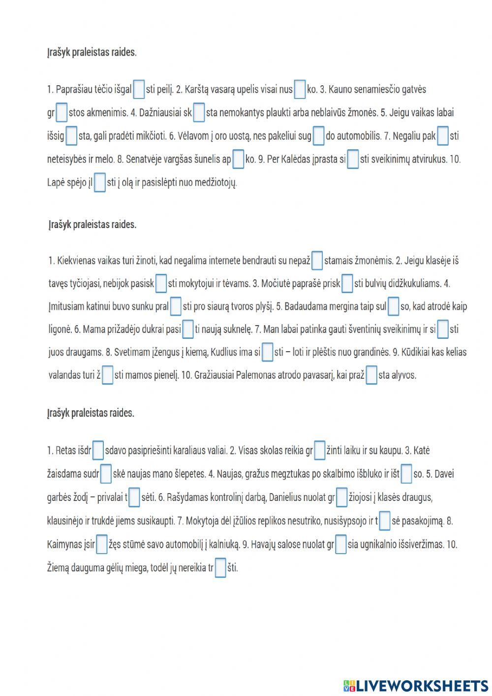 Nosinių raidžių rašyba veiksmažodžių šaknyse