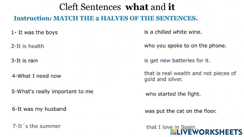 Cleft sentences matching