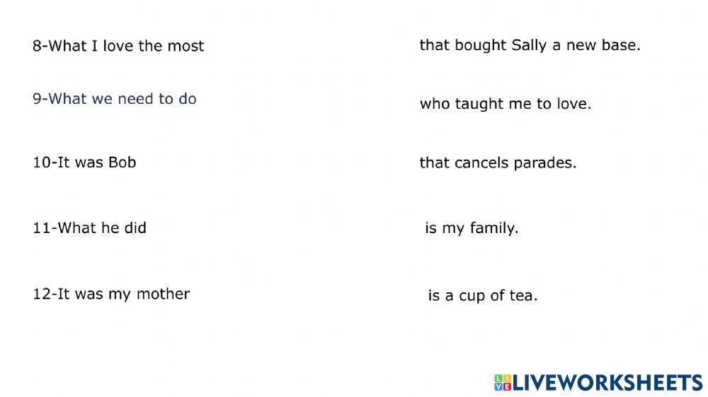 Cleft sentences matching