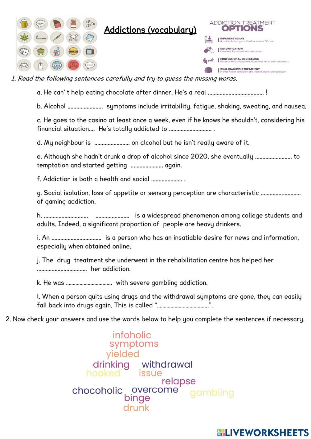 Addictions (vocabulary)