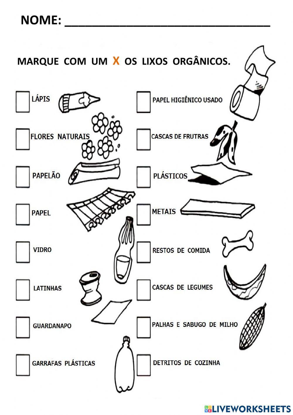 Identifique os Lixos Orgânicos