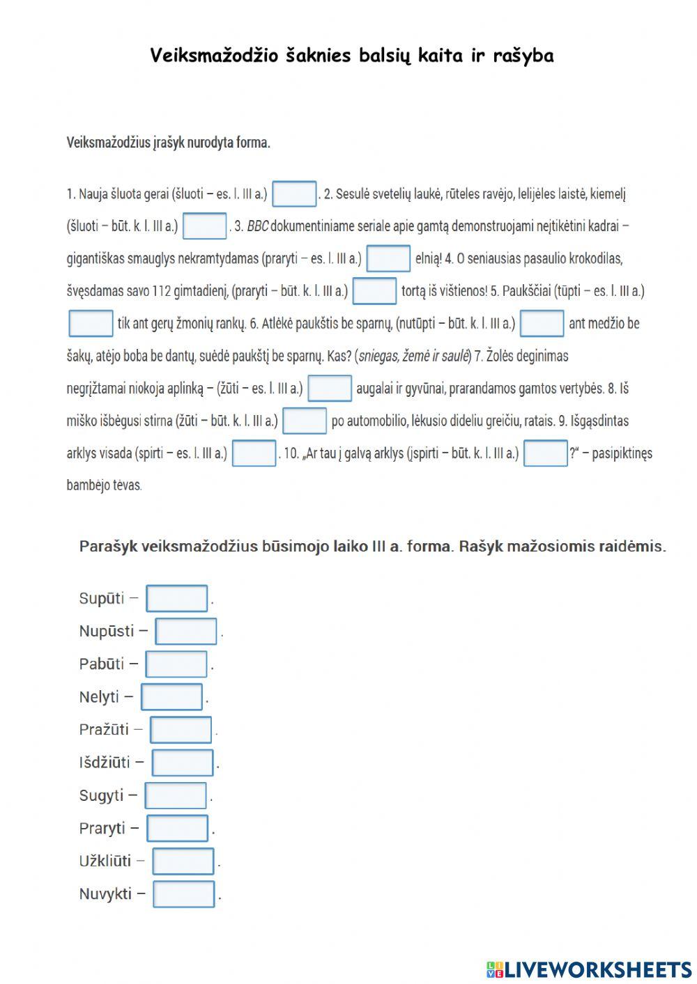 Veiksmažodžio šaknies balsių kaita ir rašyba