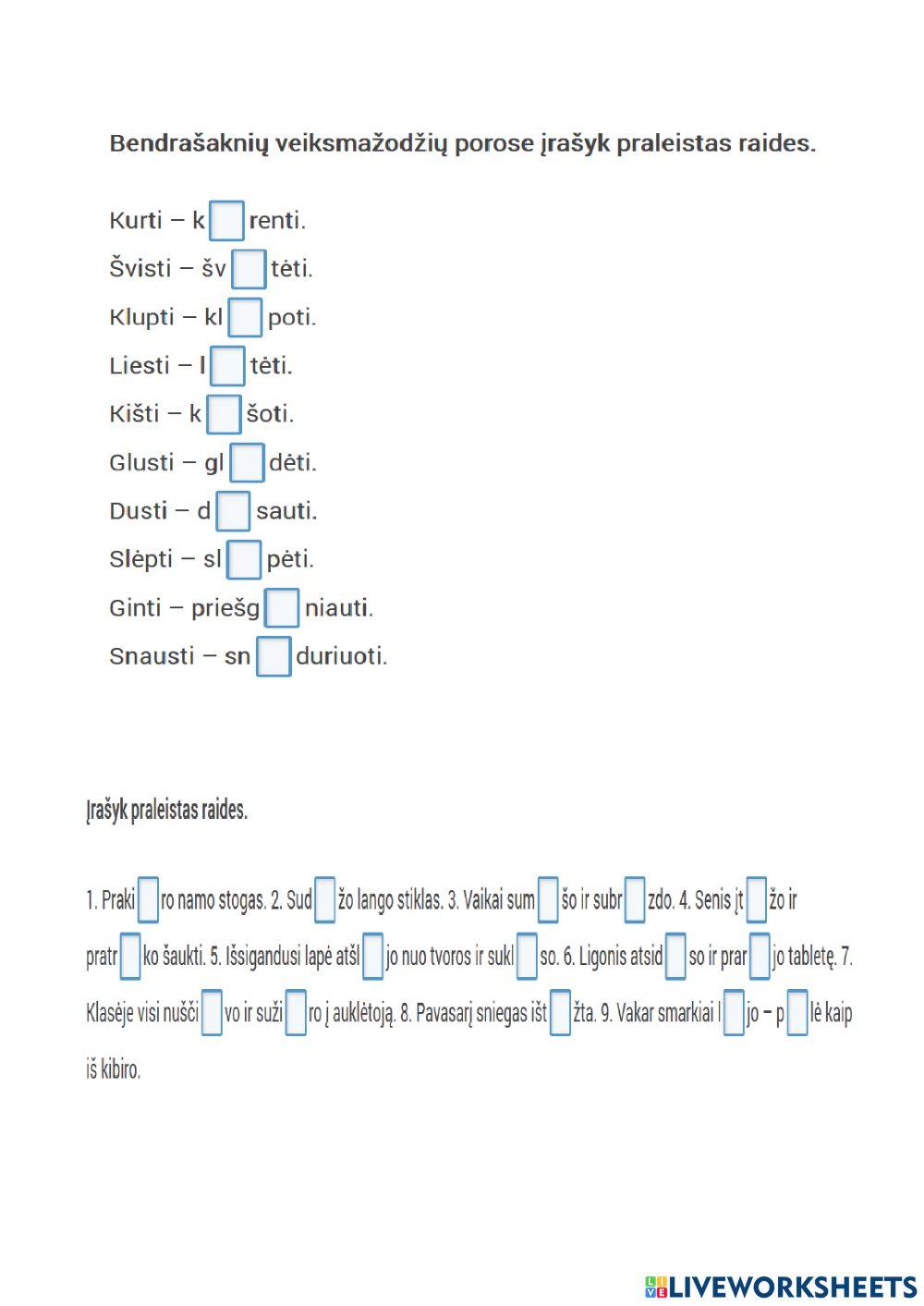 Veiksmažodžio šaknies balsių kaita ir rašyba