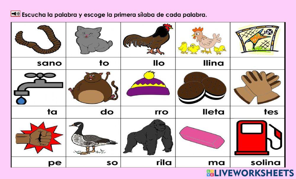 Gg1: Escribe la primera sílaba