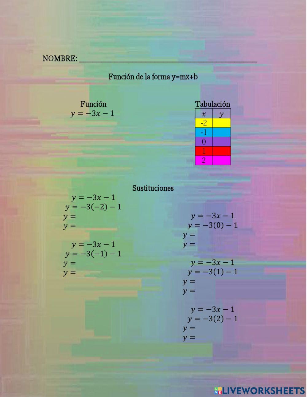 PORCENTAJE, FUNCIÓN y-mx+b
