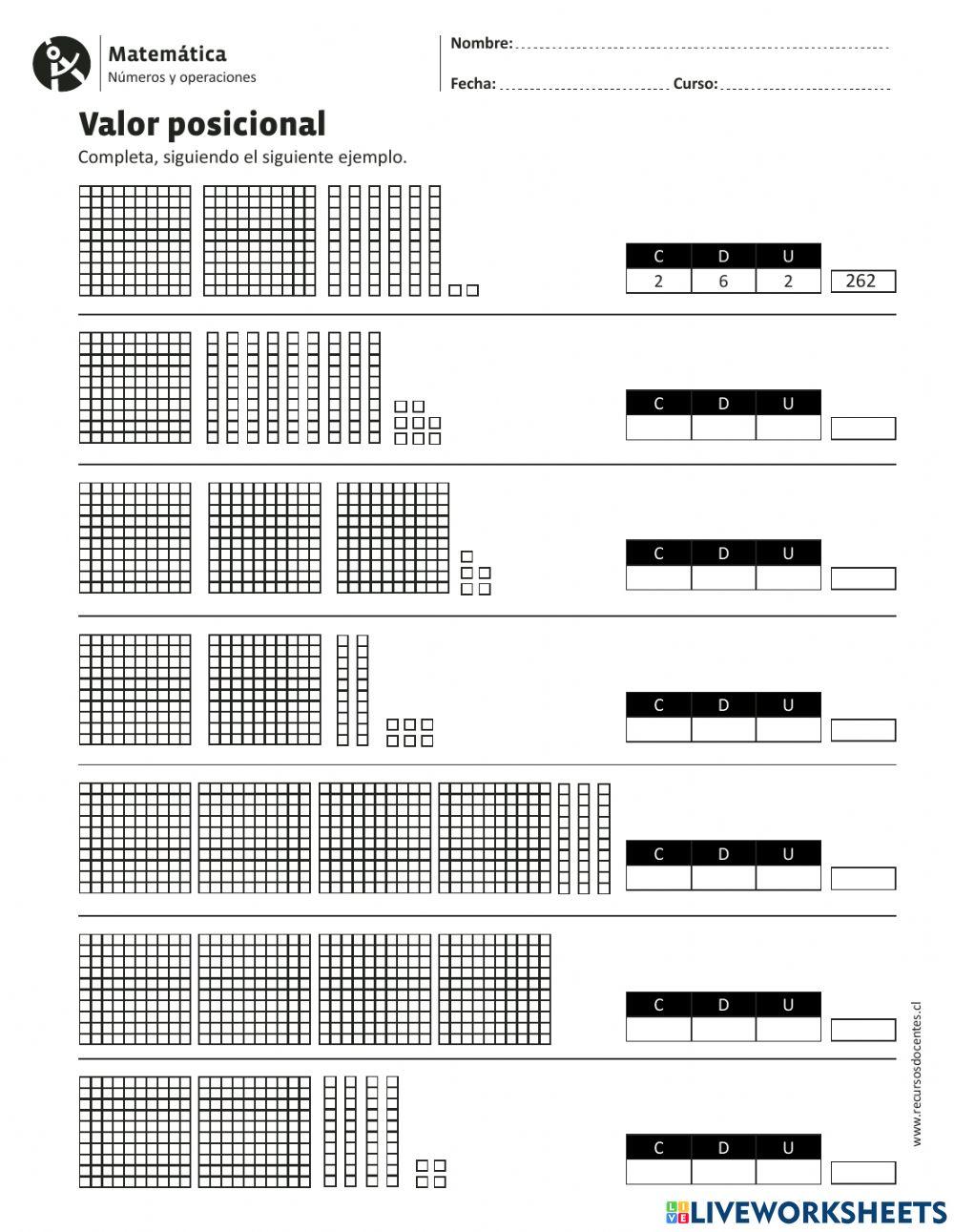 Valor posicional tercero básico