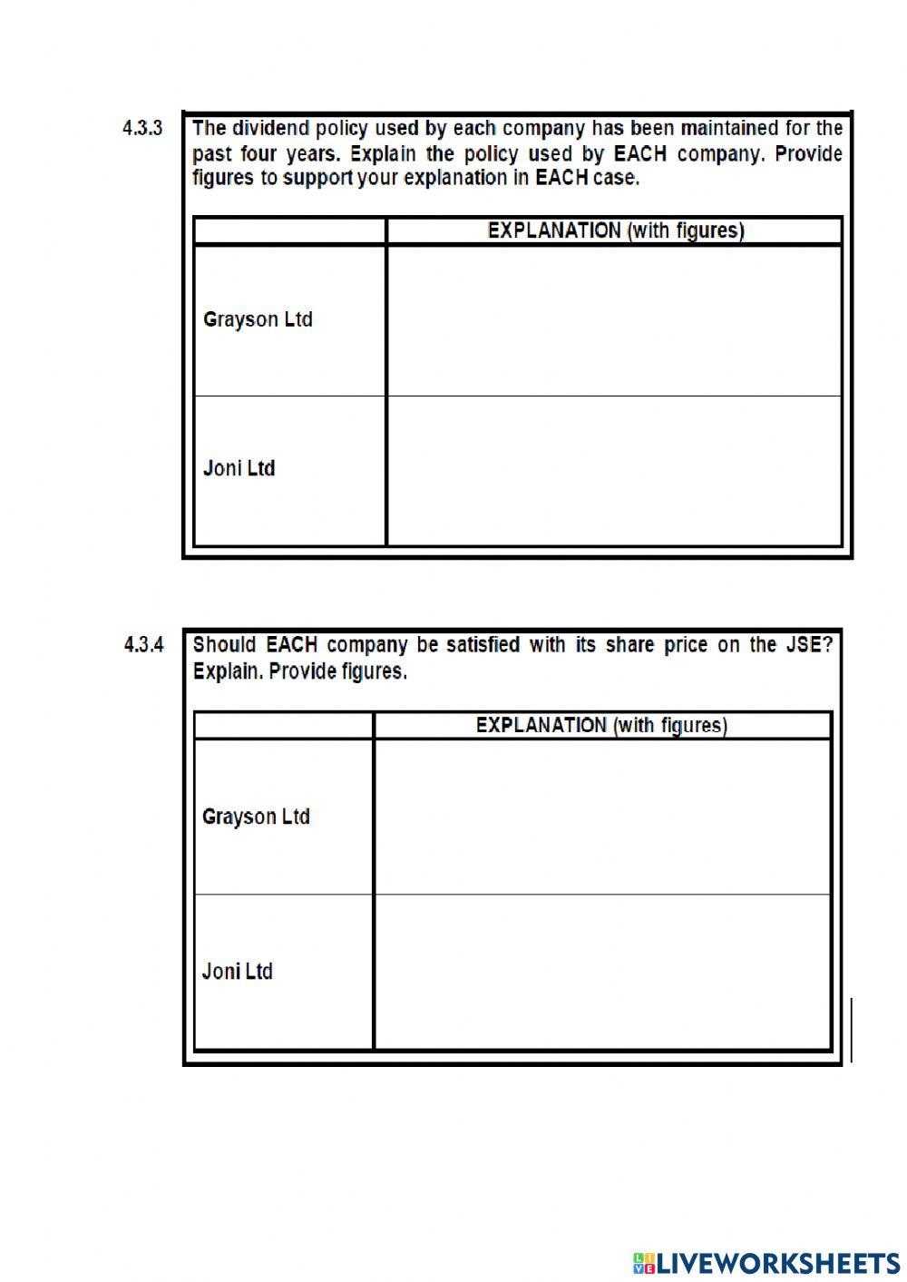Question 4 cash flow statement