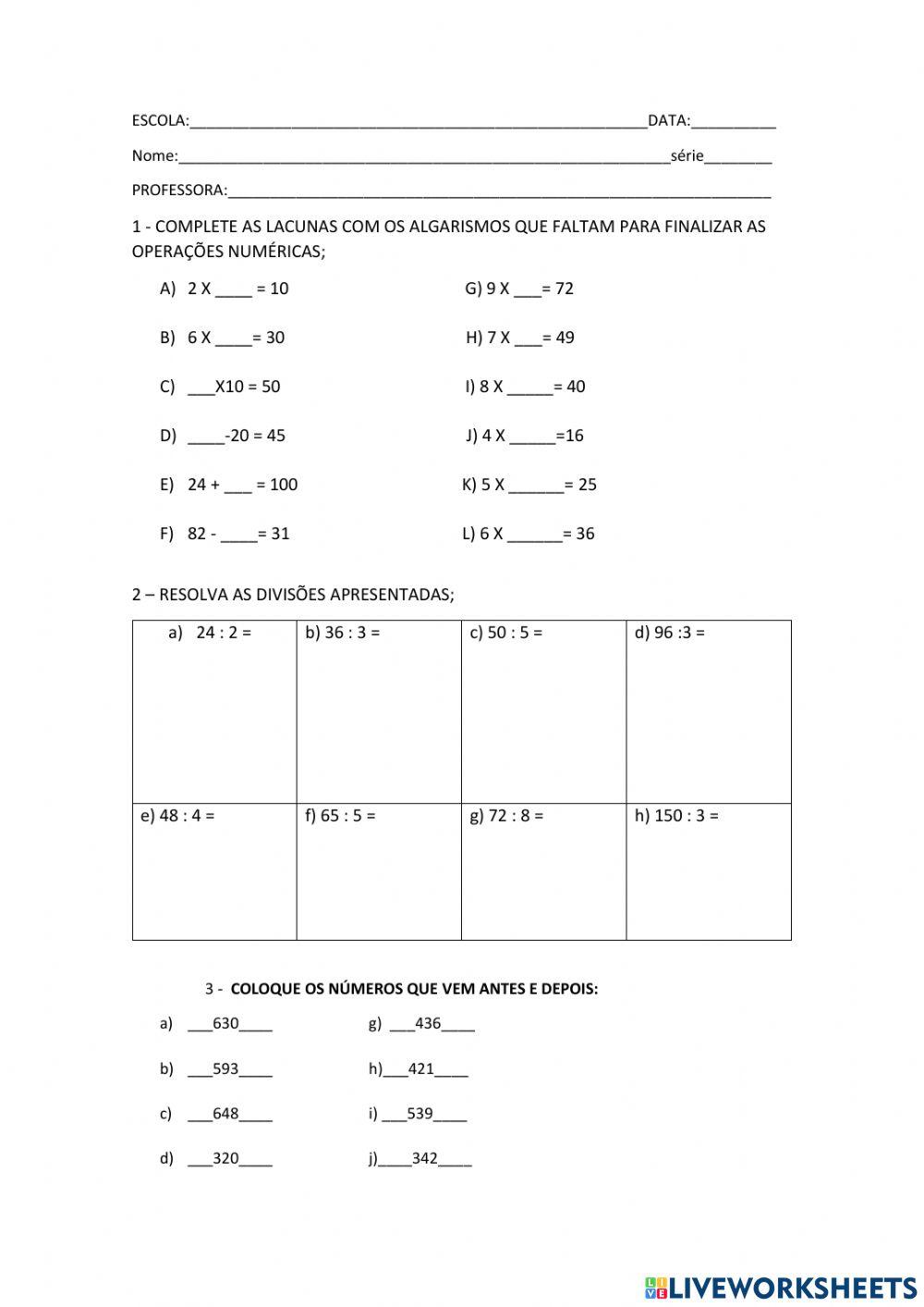 Antecessor e sucessor